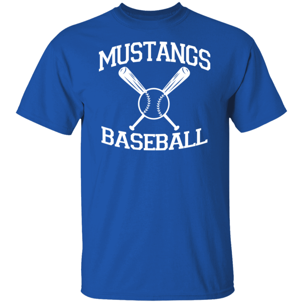 Mustangs Baseball White Print T-Shirt