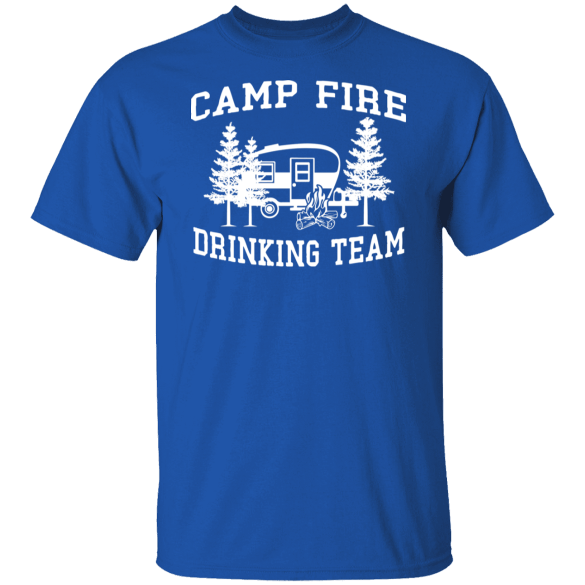 Camp Fire Drinking Team White Print T-Shirt