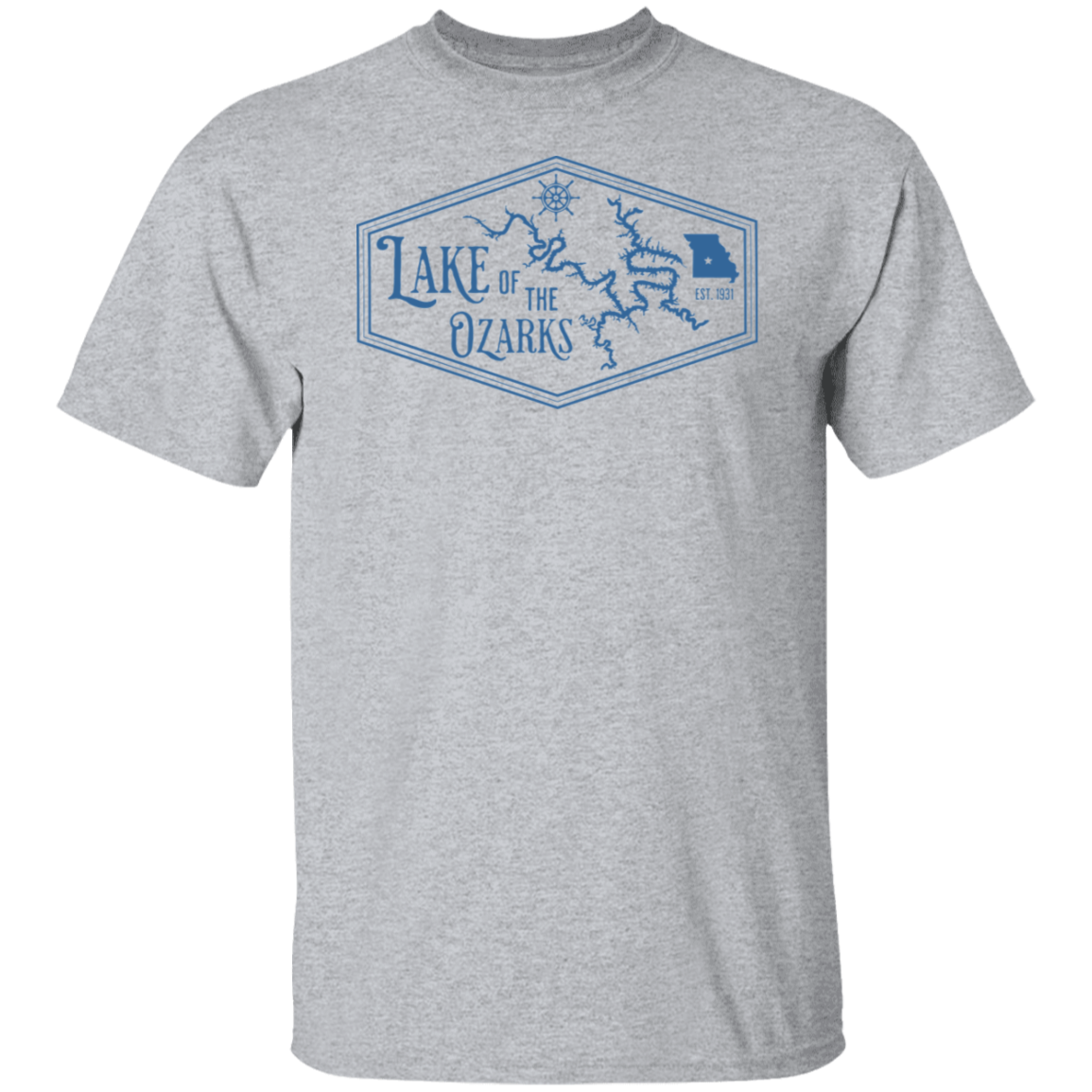Lake Of The Ozarks Badge Design Blue Print T-Shirt