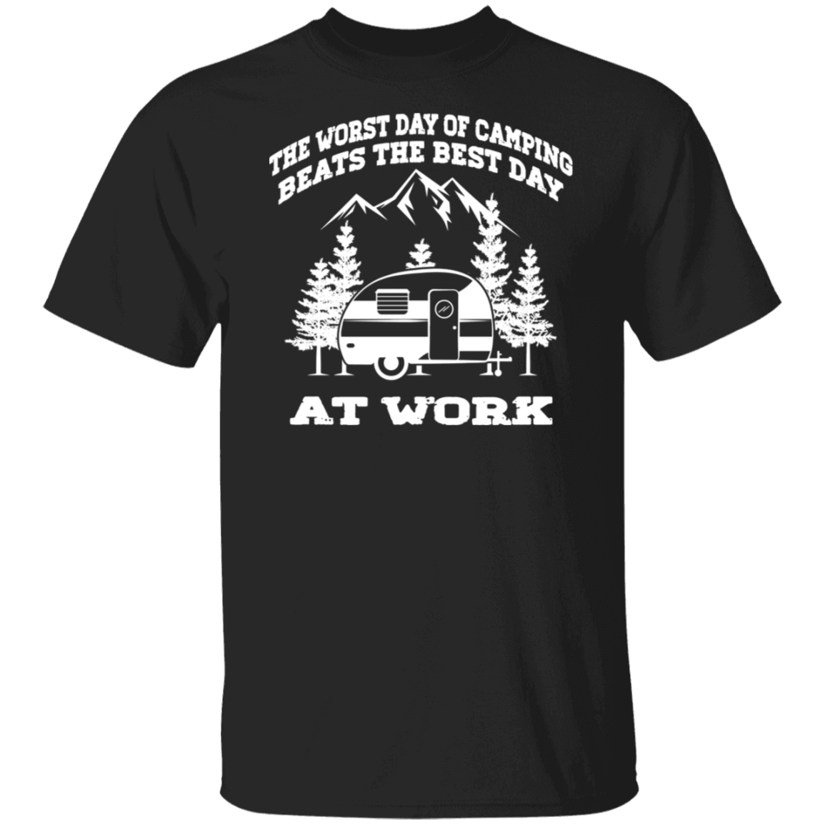 The Worst Day Of Camping White Print T-Shirt