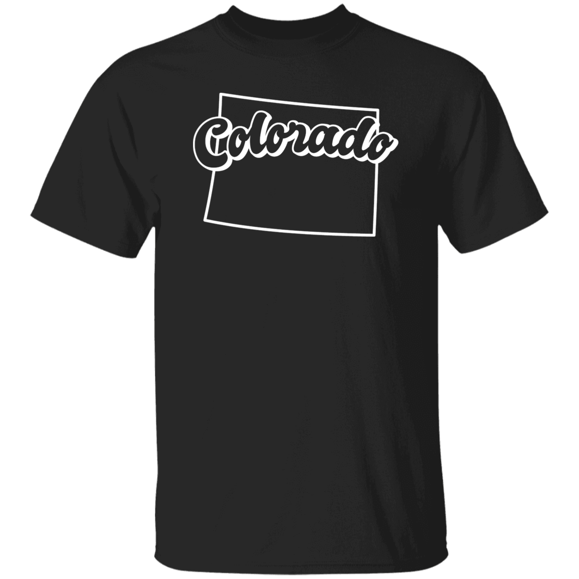 Colorado State Outline White Print T-Shirt