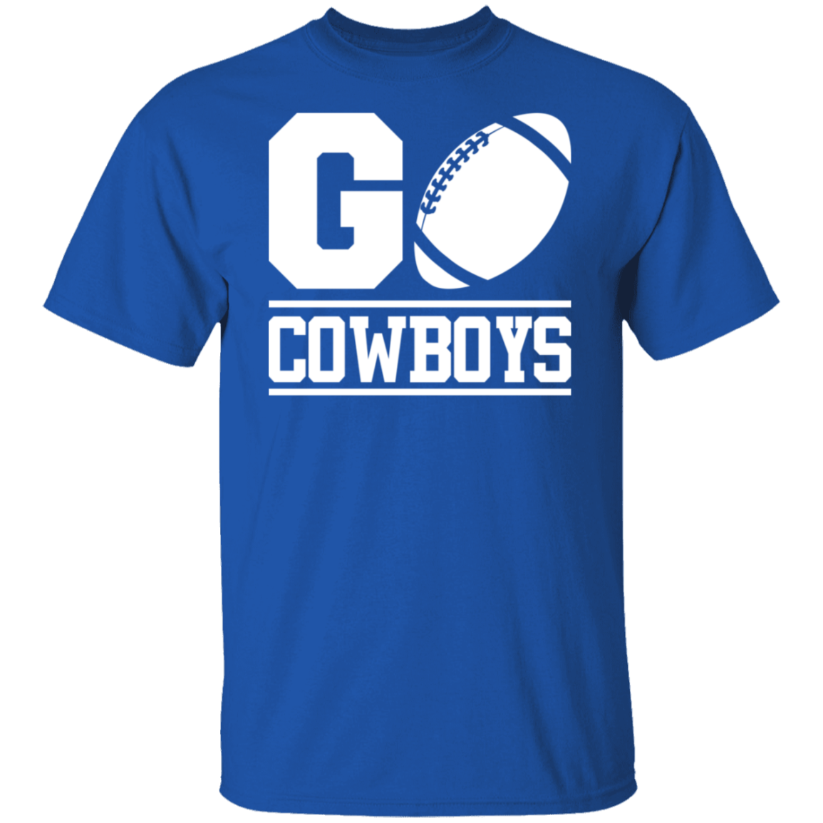 Go Cowboys Football White Print T-Shirt