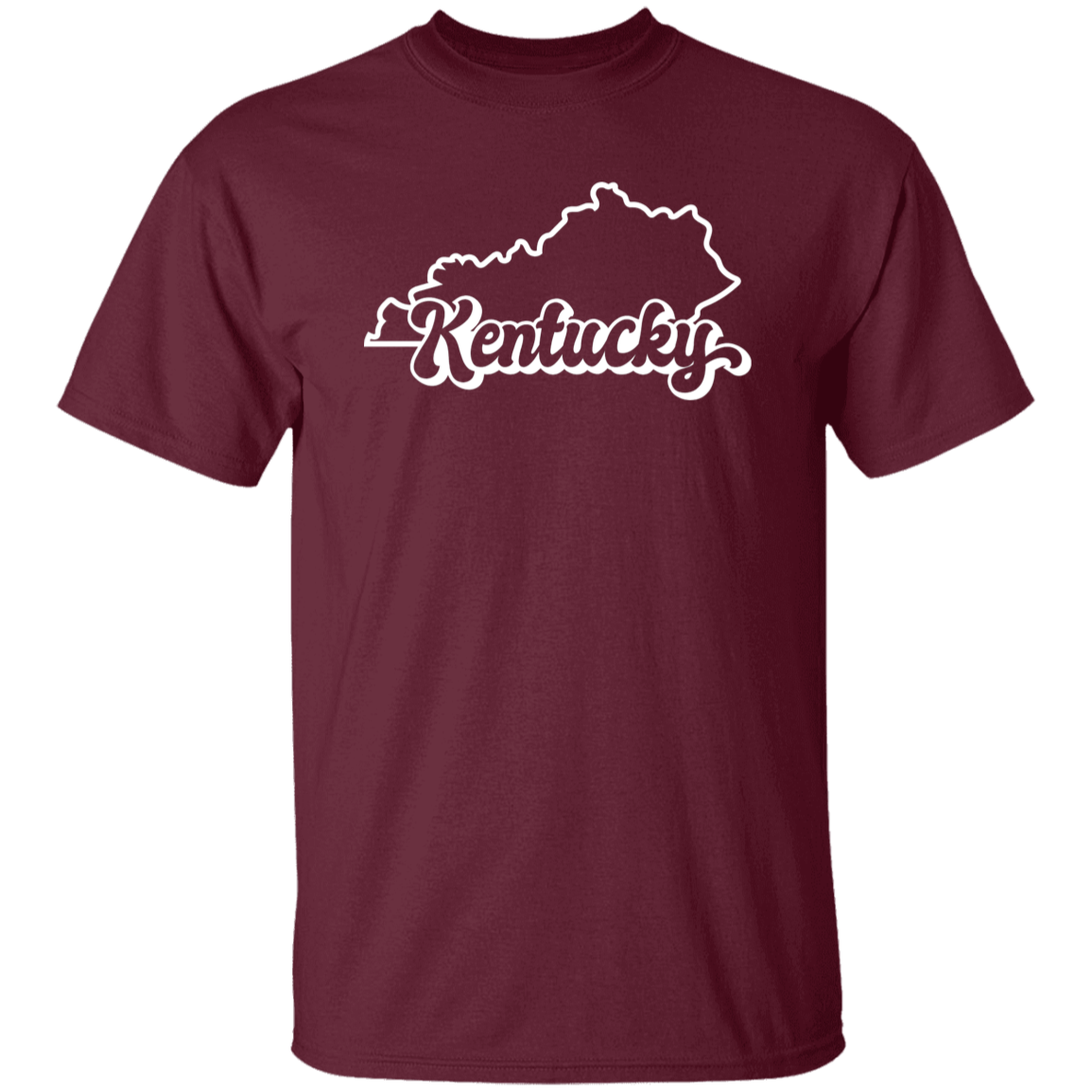 Kentucky State Outline White Print T-Shirt