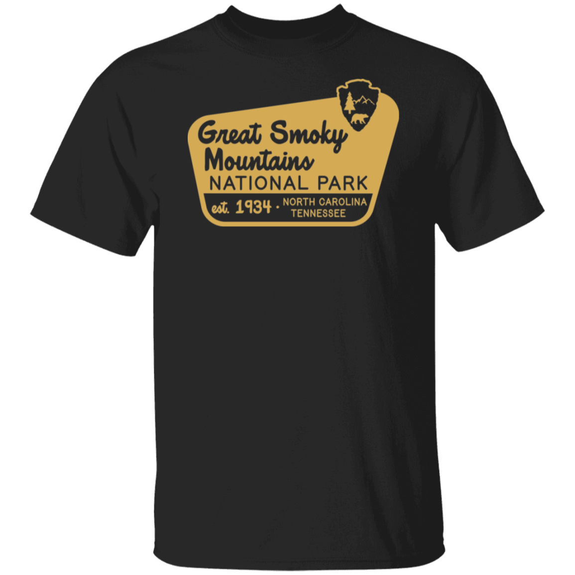 Great Smoky Mountains Sign Tan Print T-Shirt