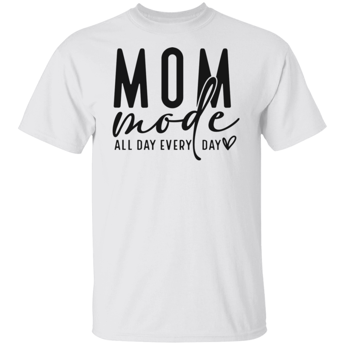 Mom Mode All Day Black Print T-Shirt