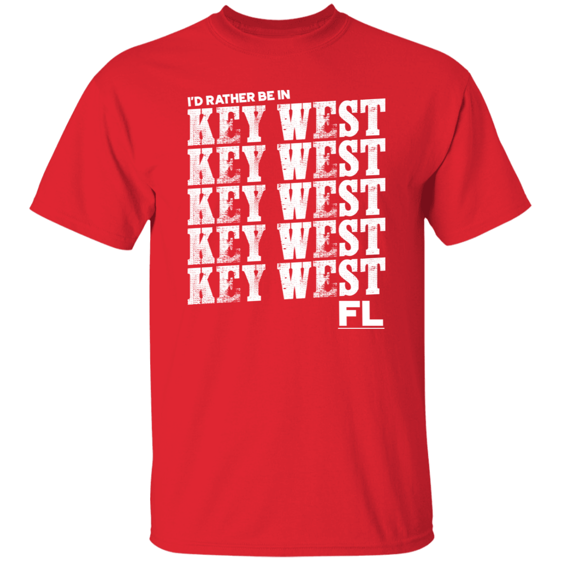 I'd Rather Be In Key West FL White Print T-Shirt