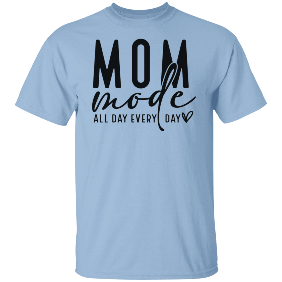 Mom Mode All Day Black Print T-Shirt