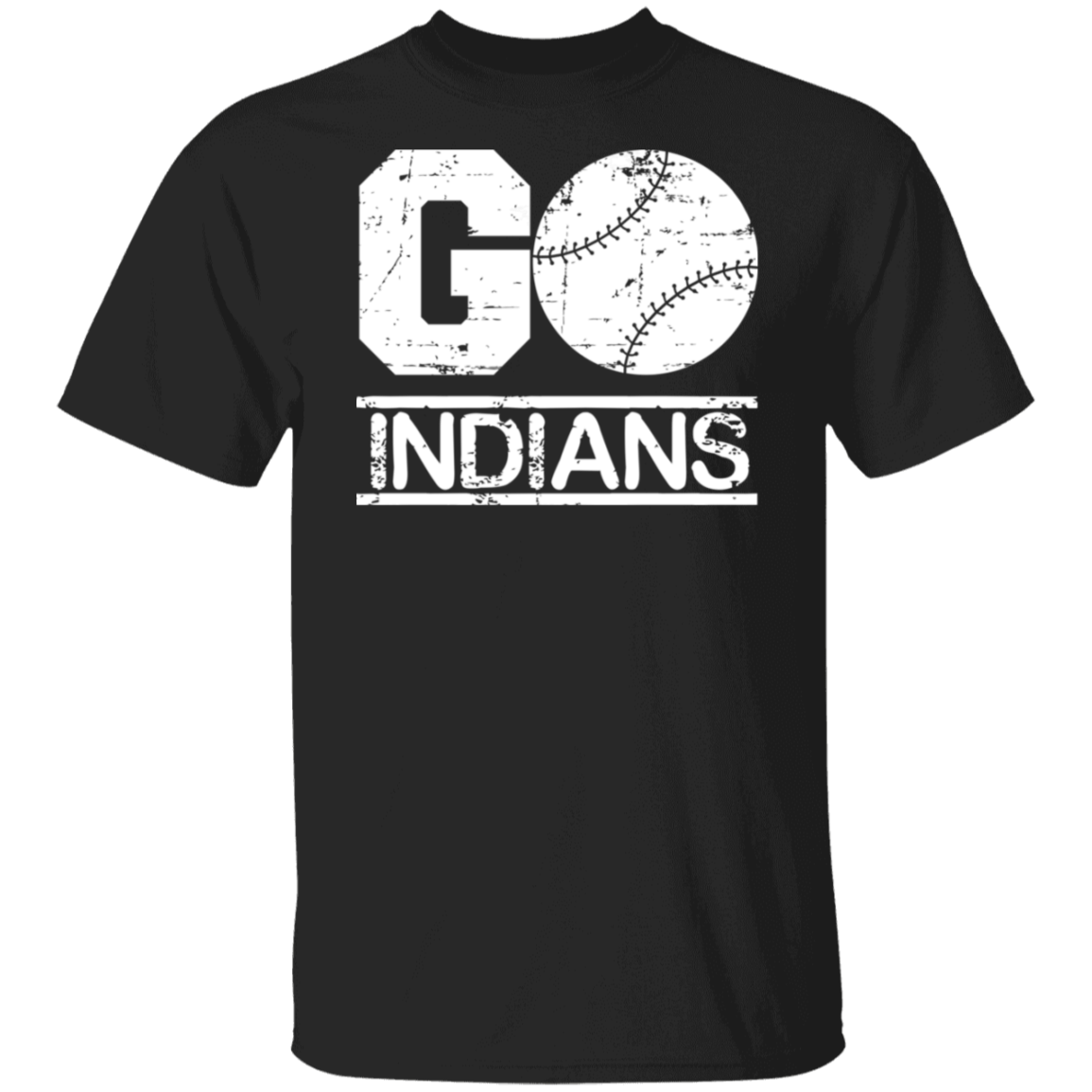 Go Indians Baseball White Print T-Shirt