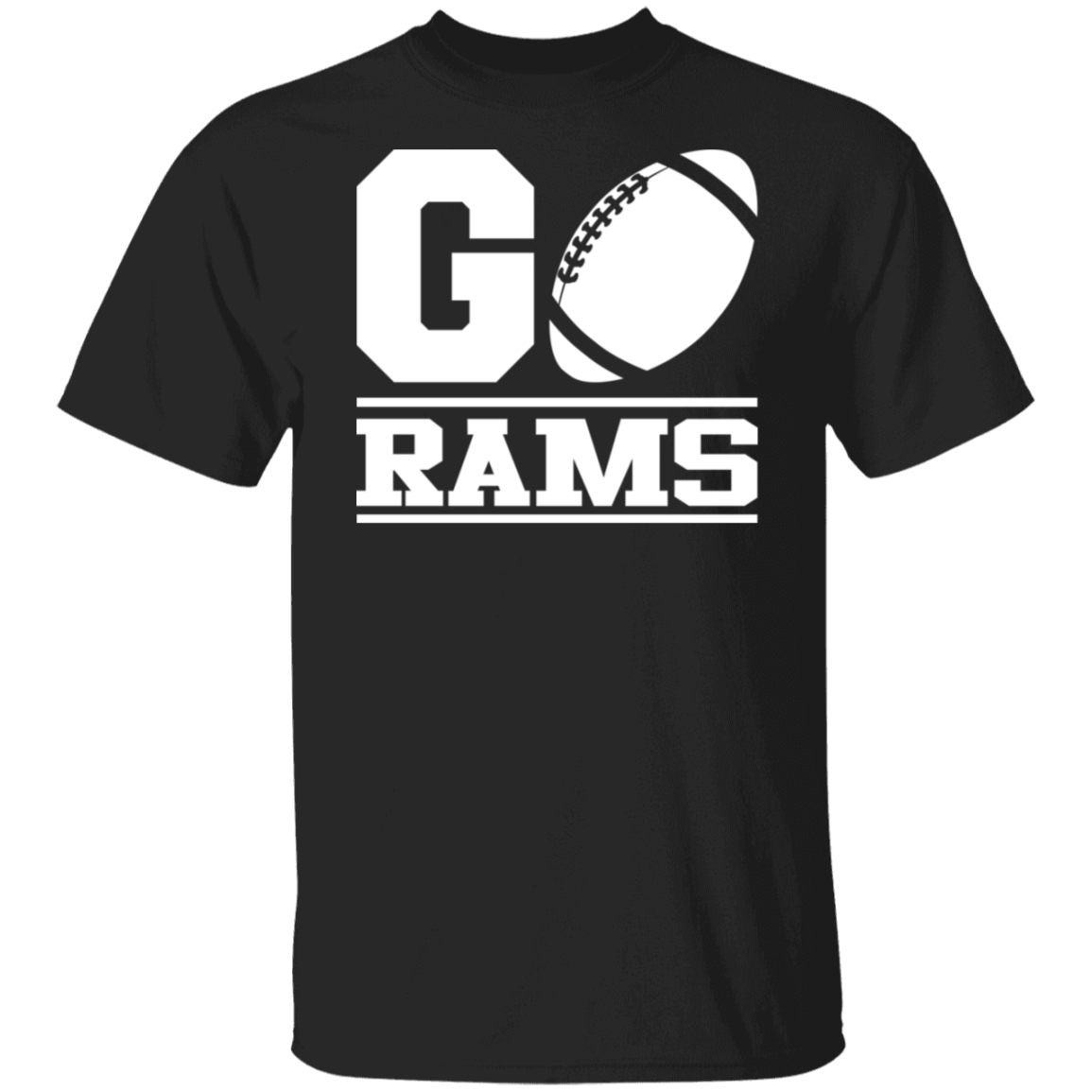 Go Rams Football White Print T-Shirt