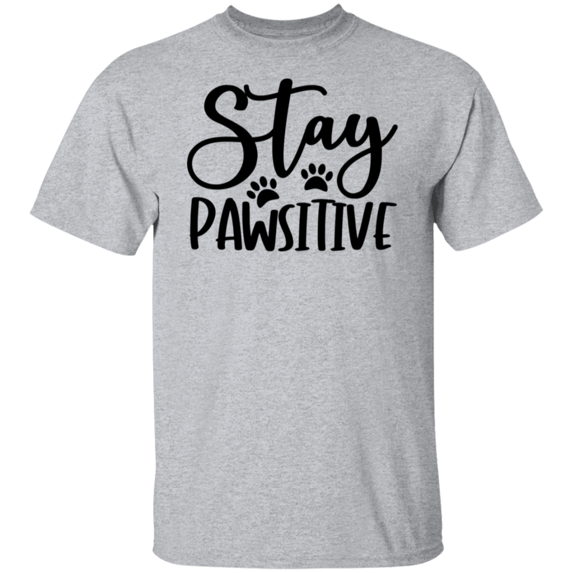 Stay Pawsitive Black Print T-Shirt