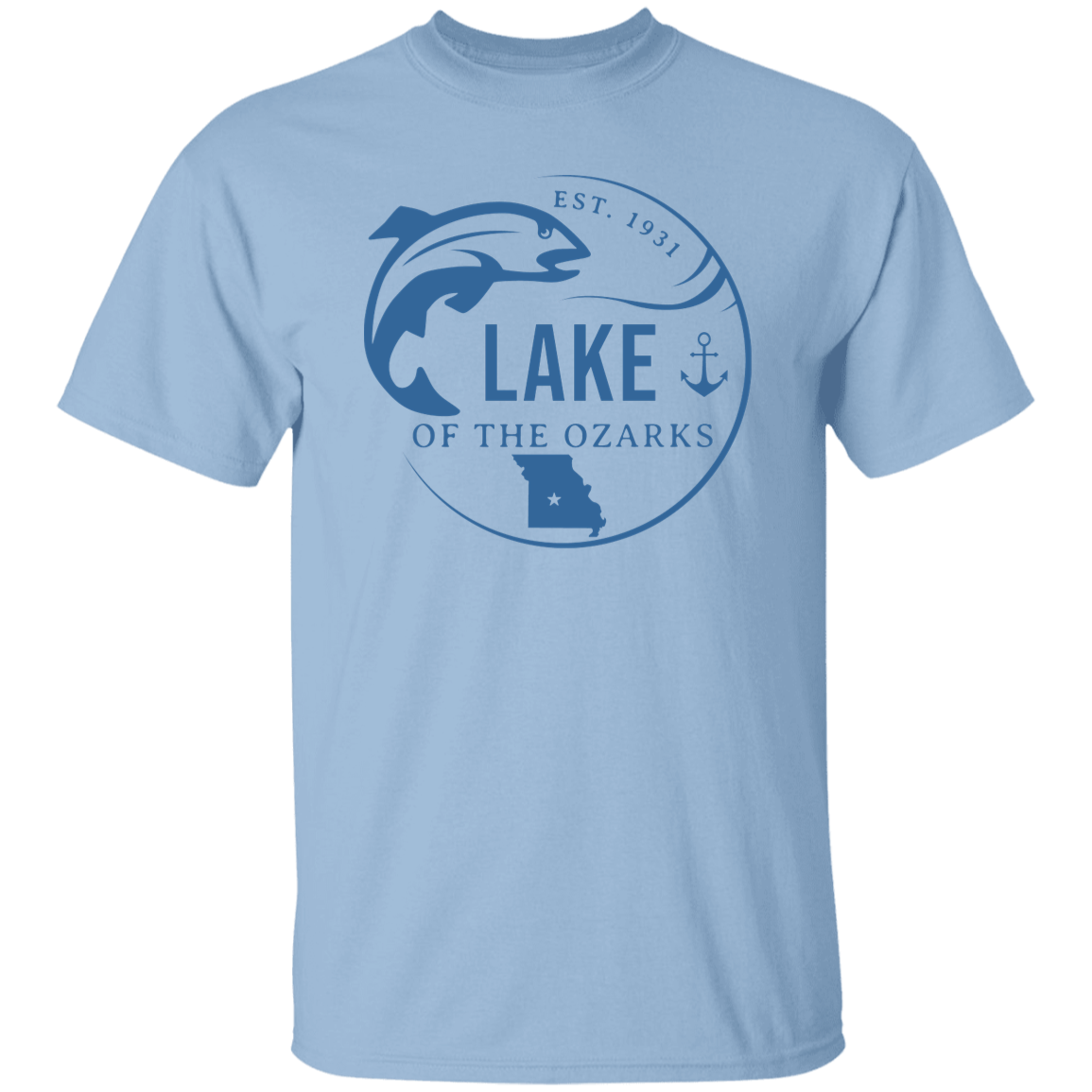 Lake Of The Ozarks Circular Design Blue Print T-Shirt
