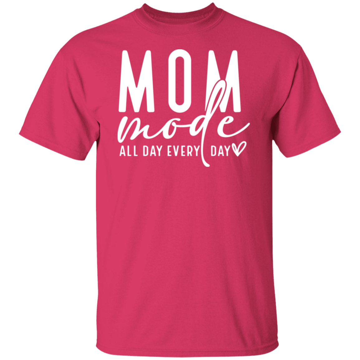 Mom Mode All Day White Print T-Shirt