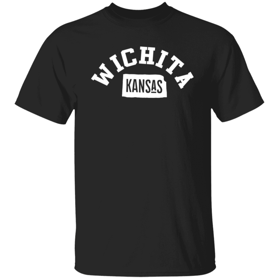 Wichita Kansas Circular White Print T-Shirt