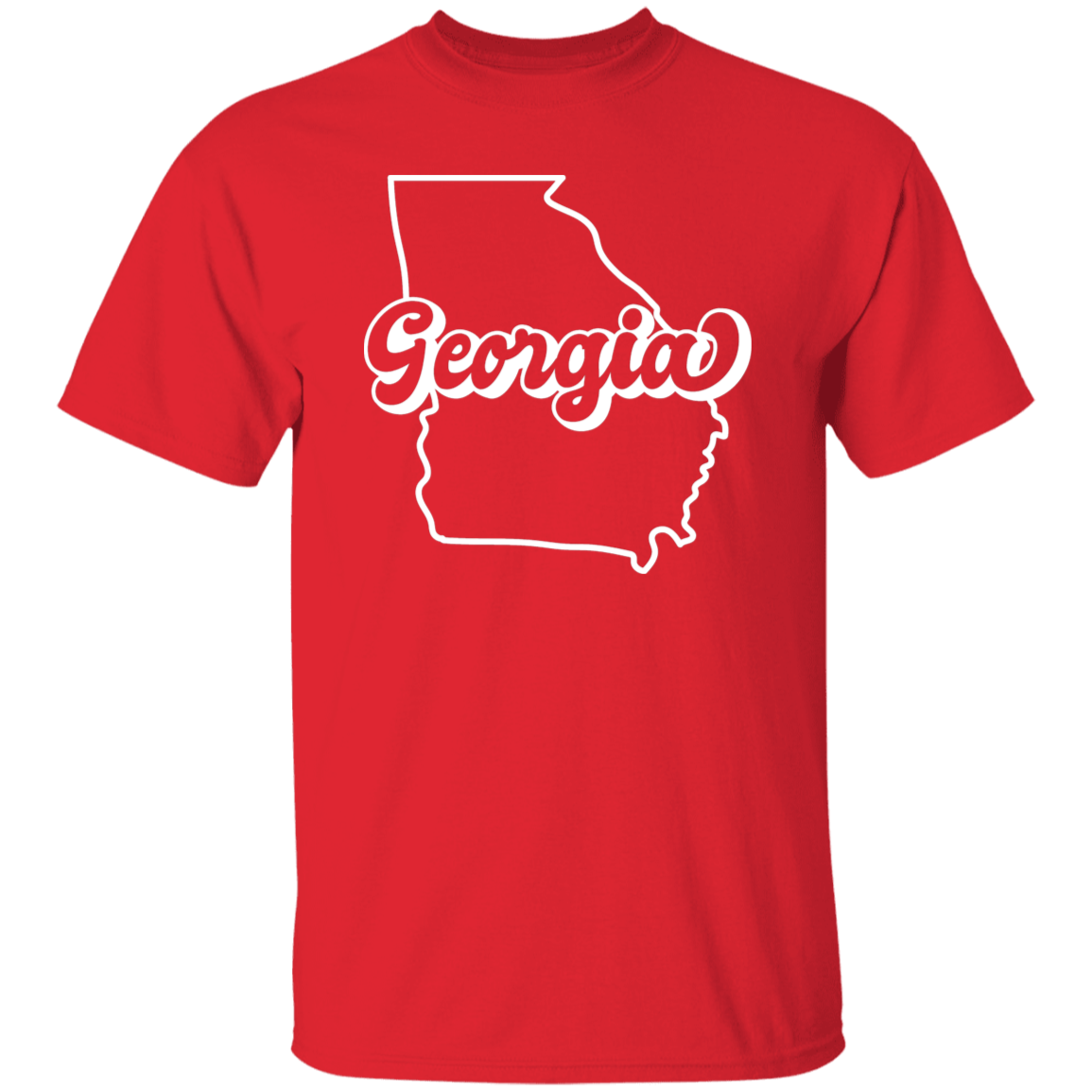 Georgia State Outline White Print T-Shirt