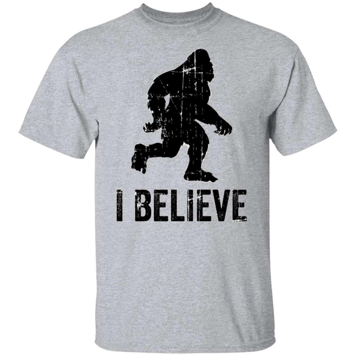 I Believe Bigfoot Black Print T-Shirt