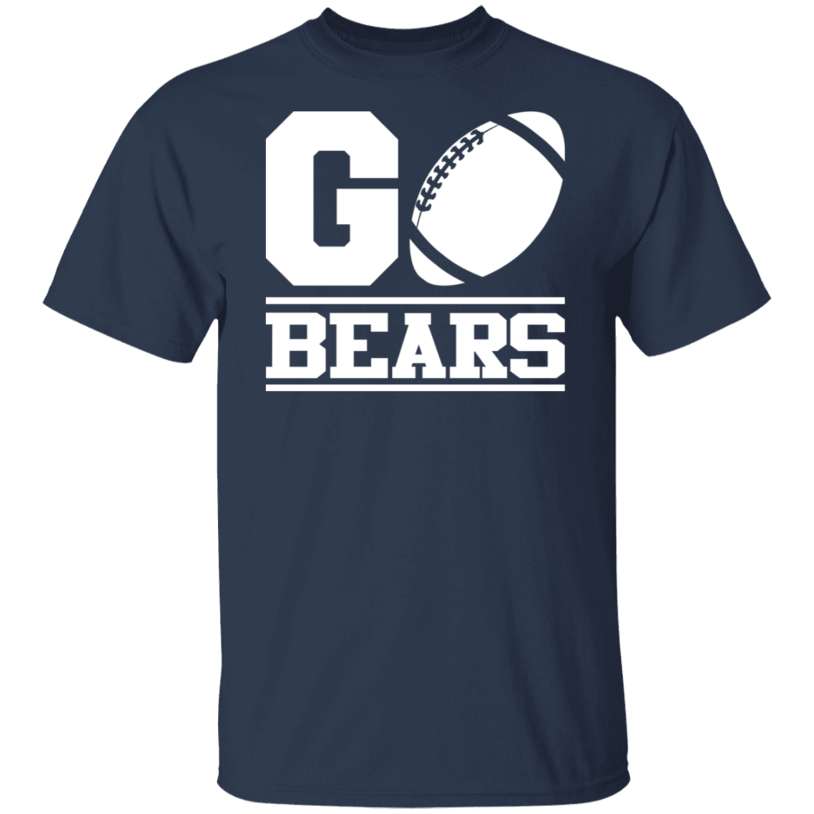 Go Bears Football White Print T-Shirt