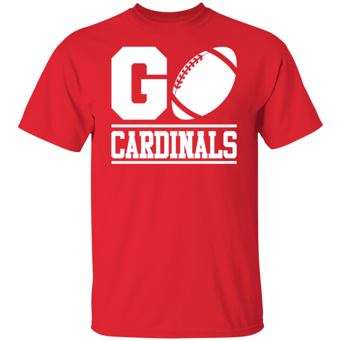 Go Cardinals Football White Print T-Shirt