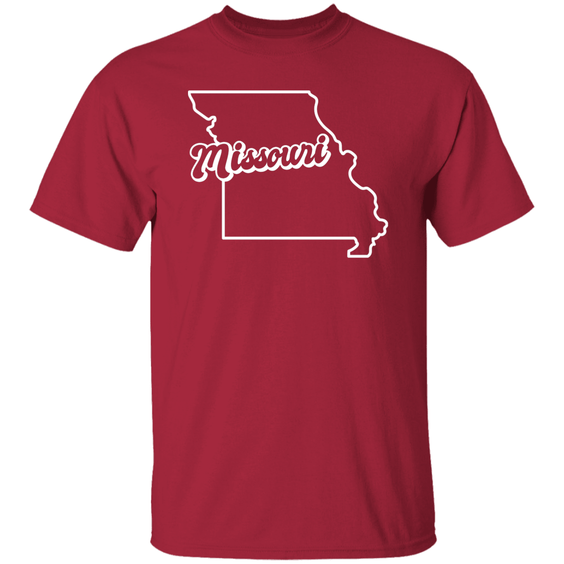 Missouri State Outline White Print T-Shirt