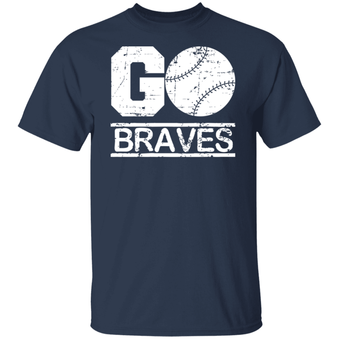 Go Braves Baseball White Print T-Shirt