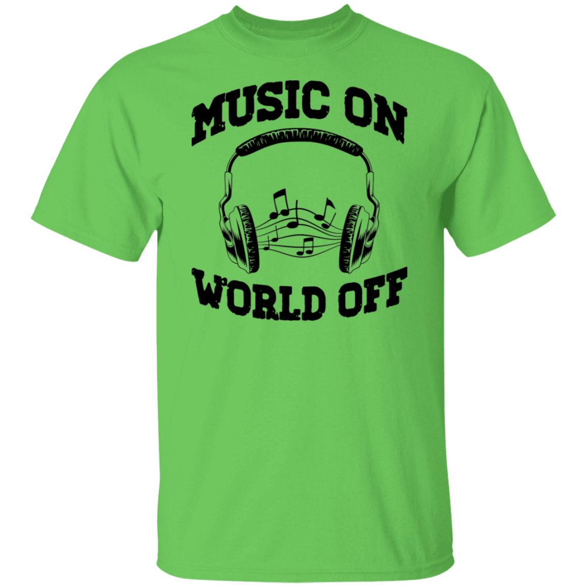 Music On World Off Black Print T-Shirt