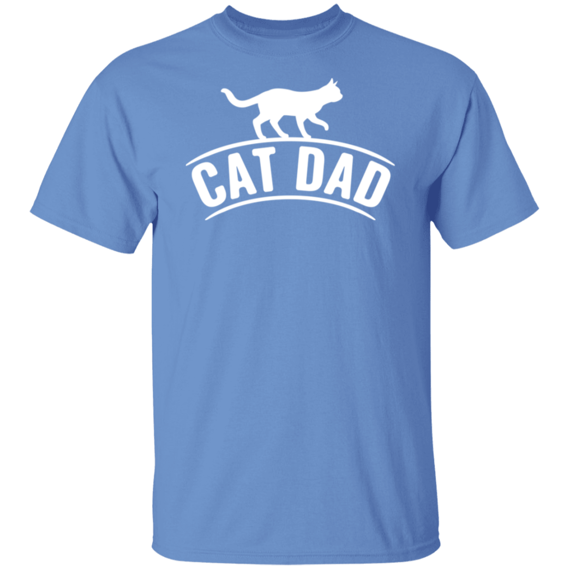 Cat Dad White Print T-Shirt