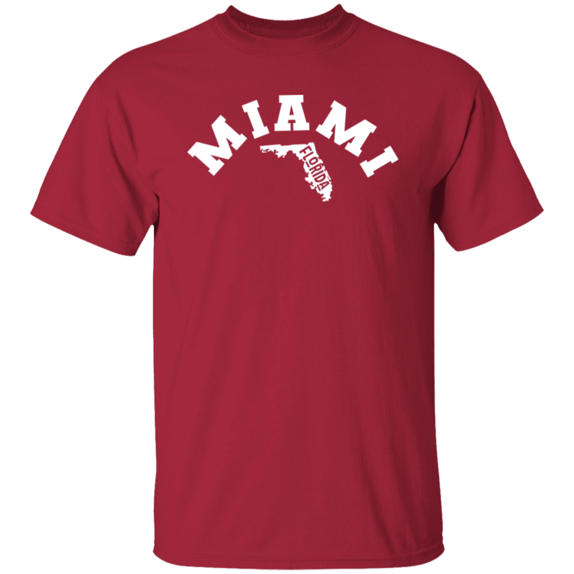 Miami Florida Circular White Print T-Shirt