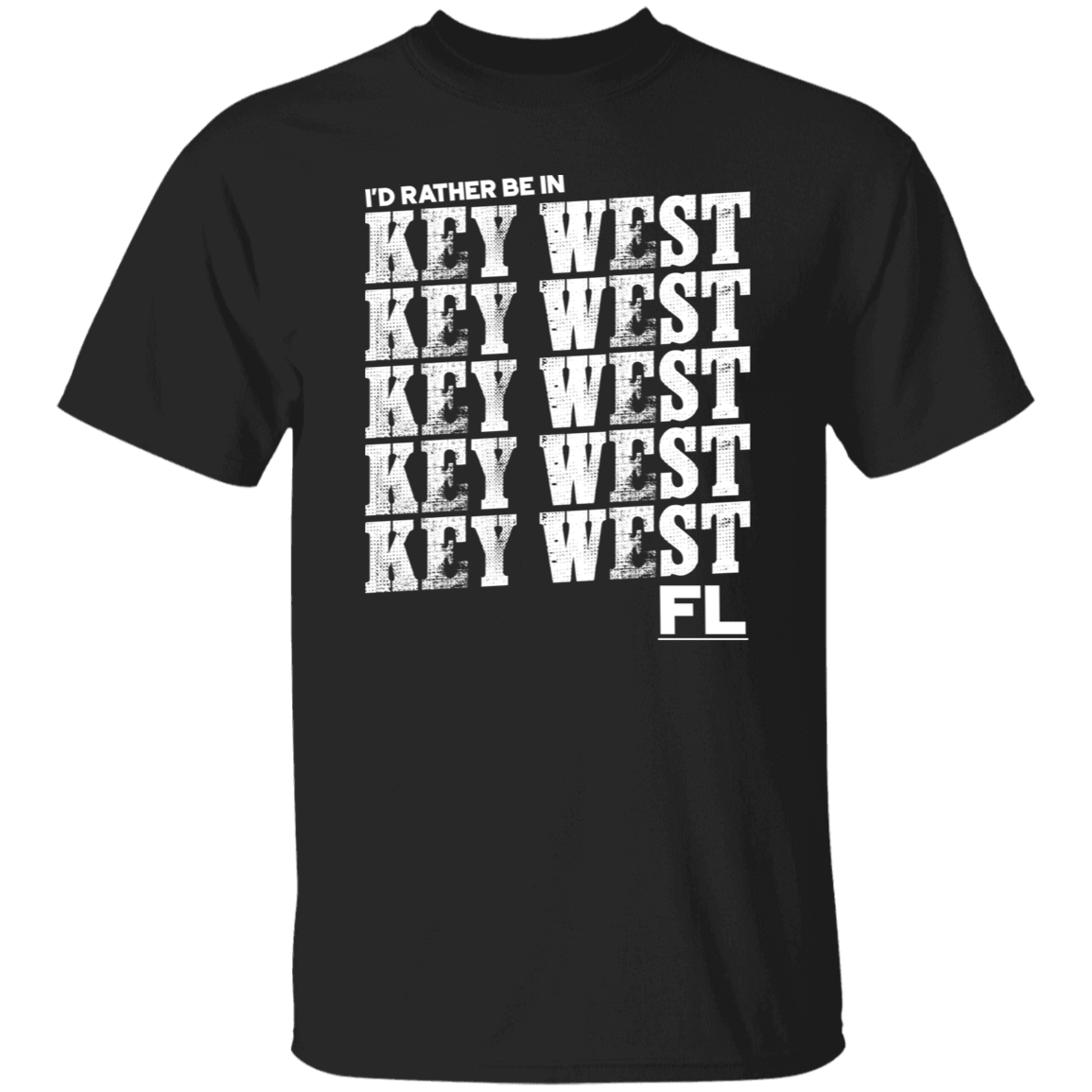 I'd Rather Be In Key West FL White Print T-Shirt