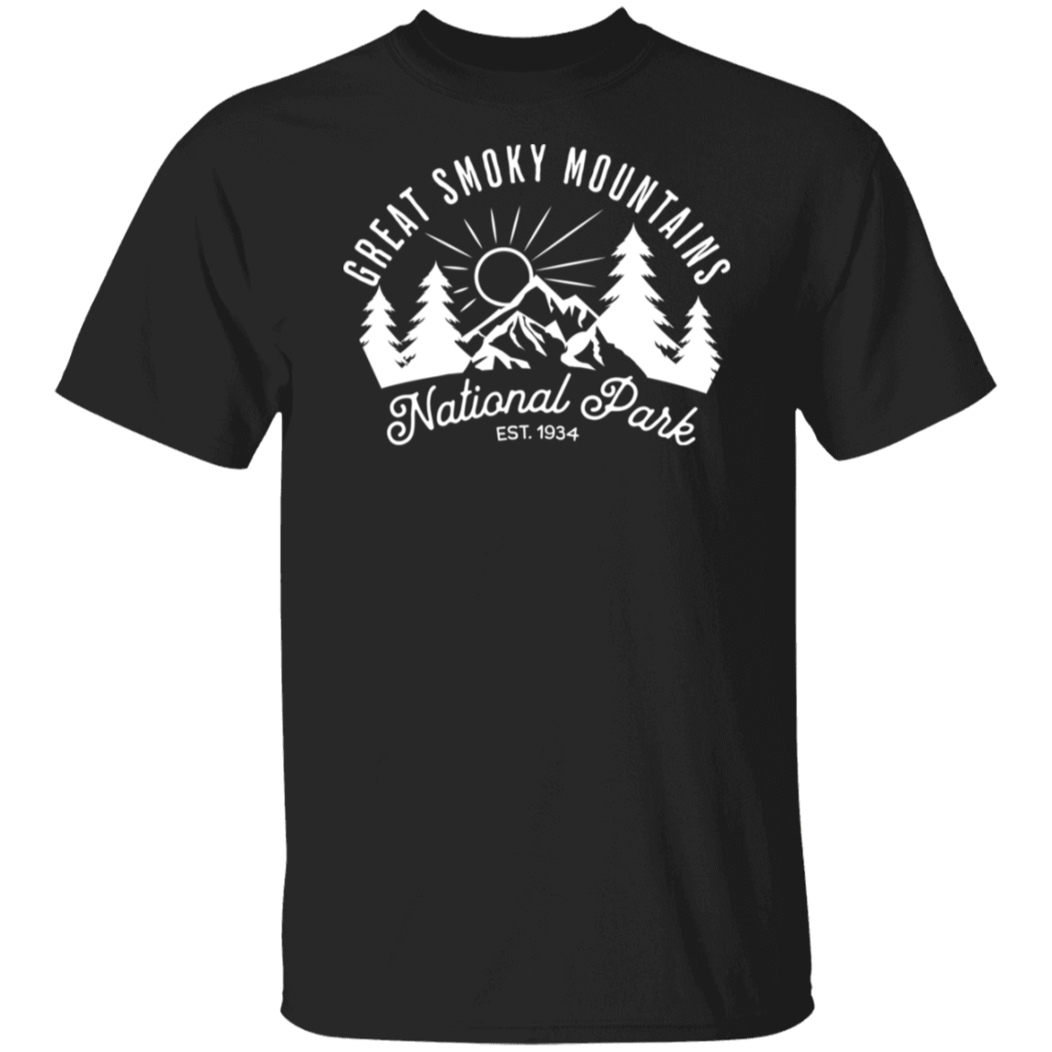 Great Smoky Mountains Sun White Print T-Shirt