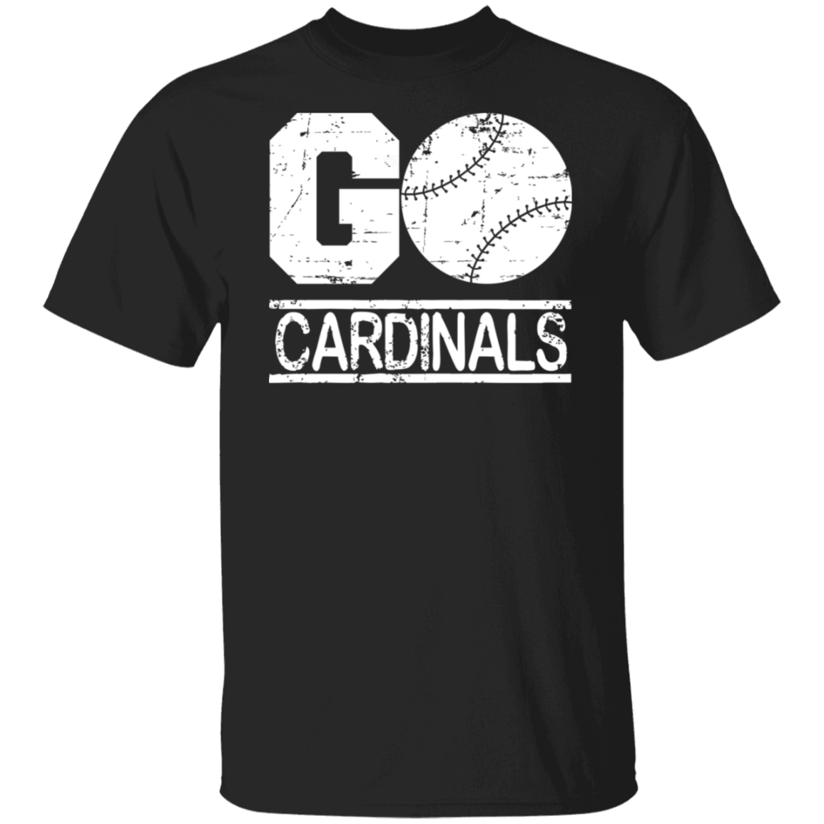 Go Cardinals Baseball White Print T-Shirt