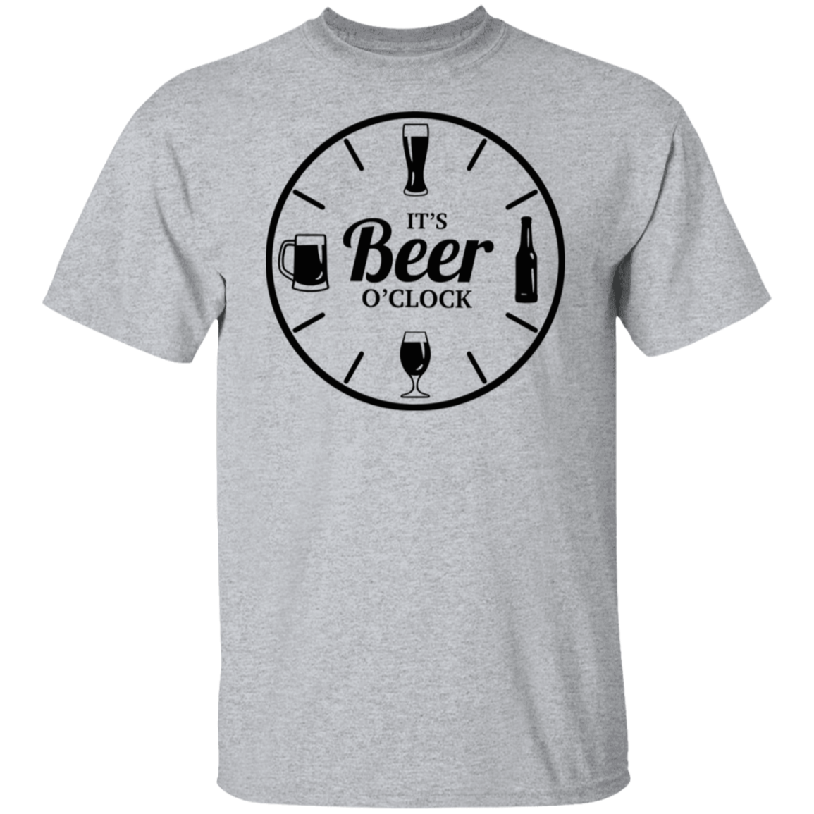 It's Beer O'Clock Black Print T-Shirt