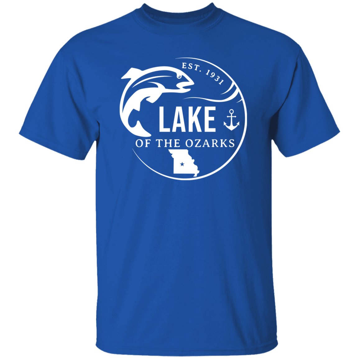 Lake Of The Ozarks Circular Design White Print T-Shirt