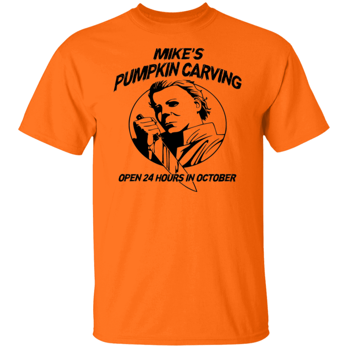 Mike's Pumpkin Carving Black Print T-Shirt
