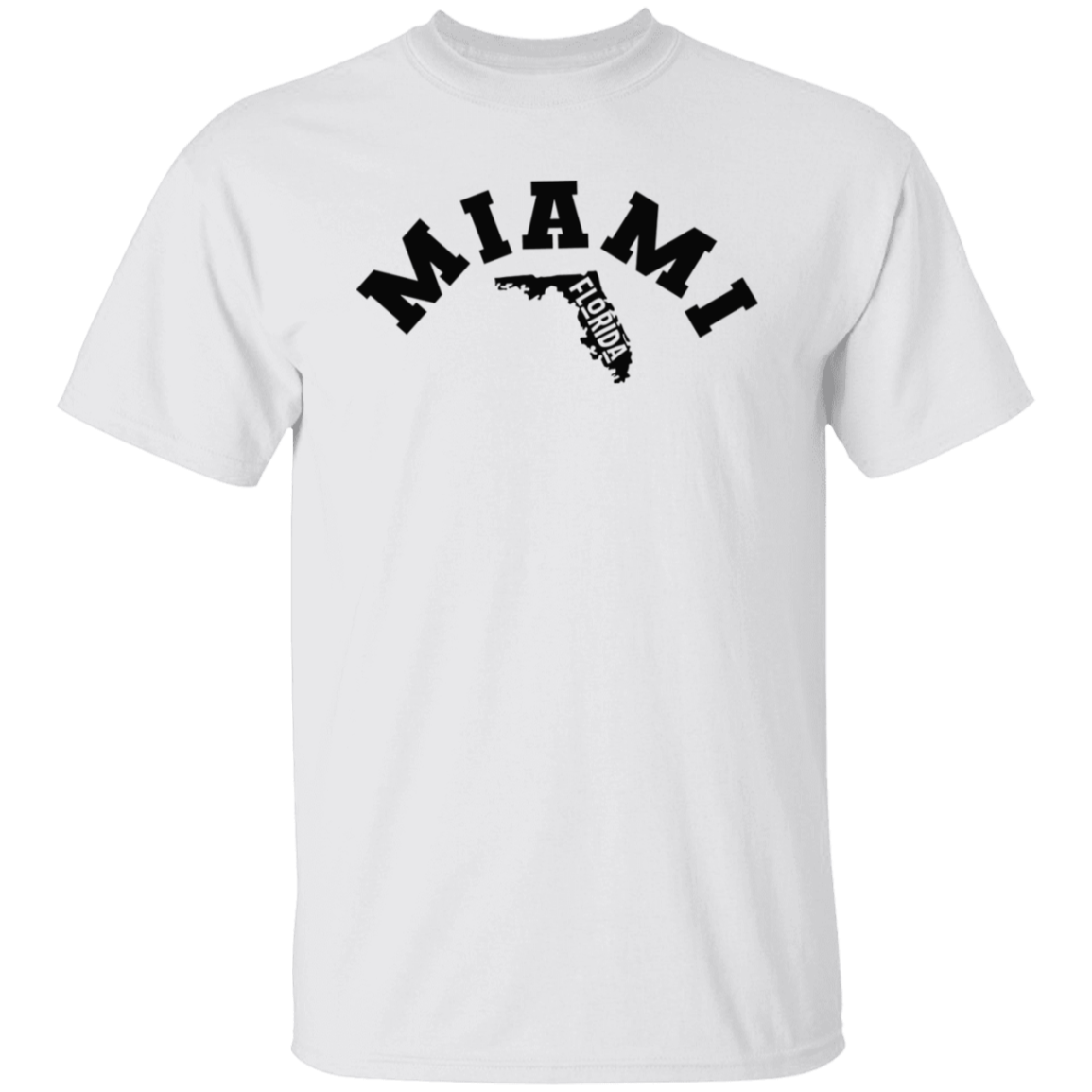 Miami Florida Circular Black Print T-Shirt