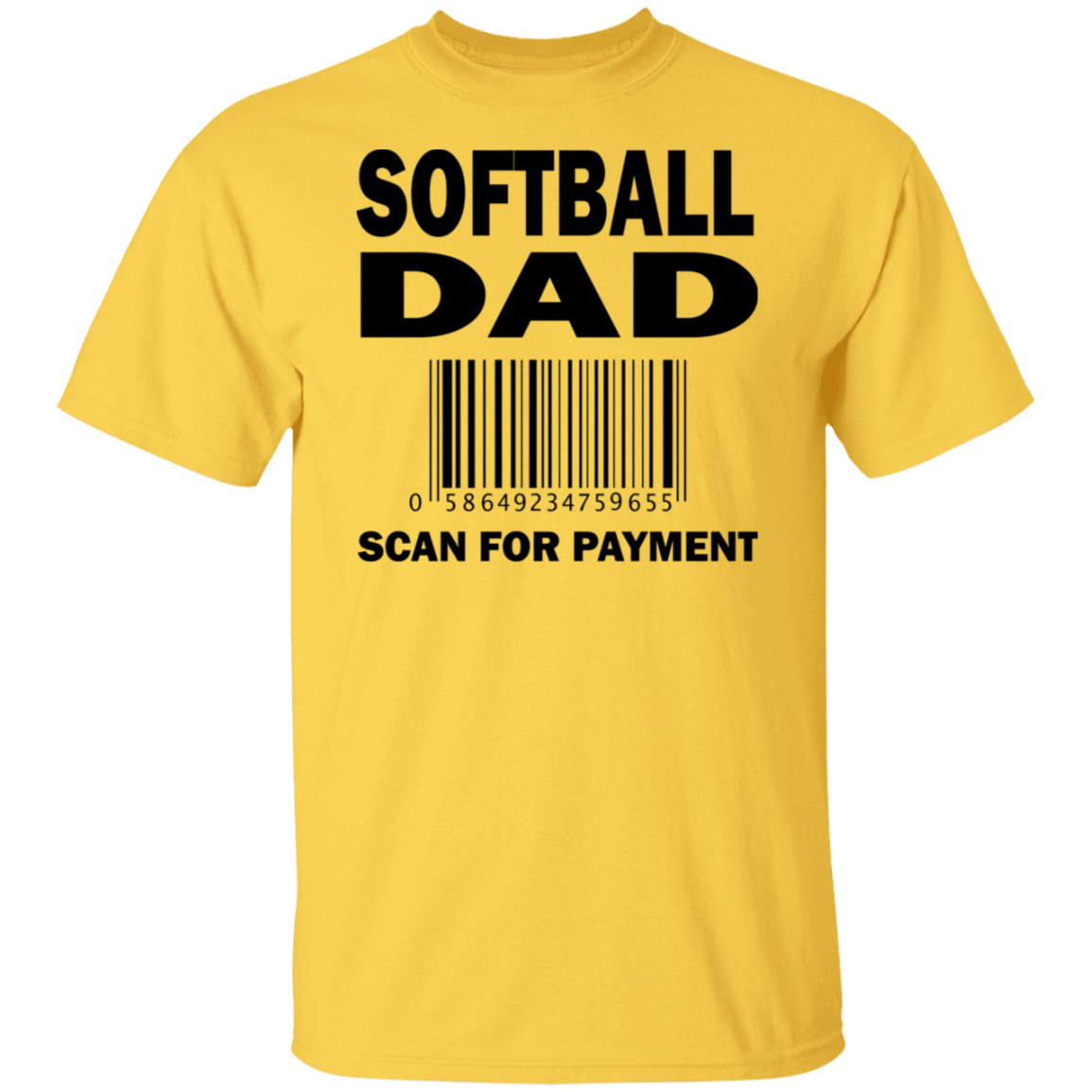 Softball Dad Scan For Payment Black Print T-Shirt