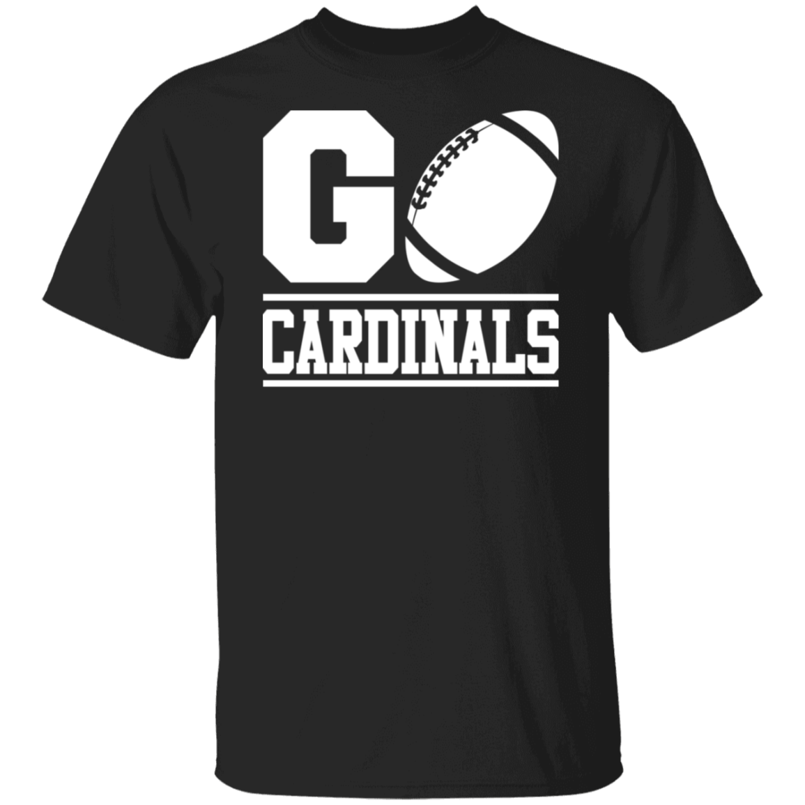 Go Cardinals Football White Print T-Shirt