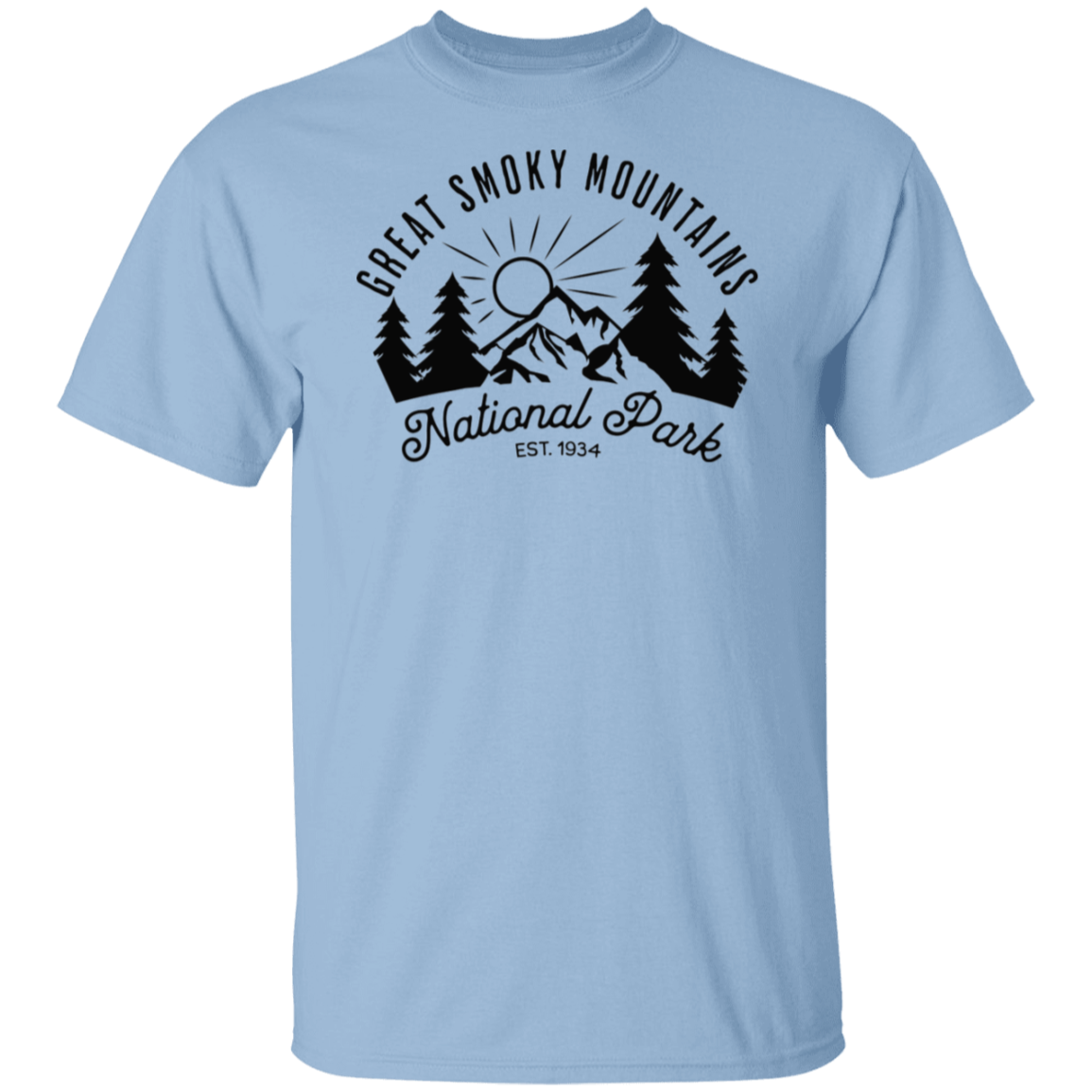 Great Smoky Mountains Sun Black Print T-Shirt