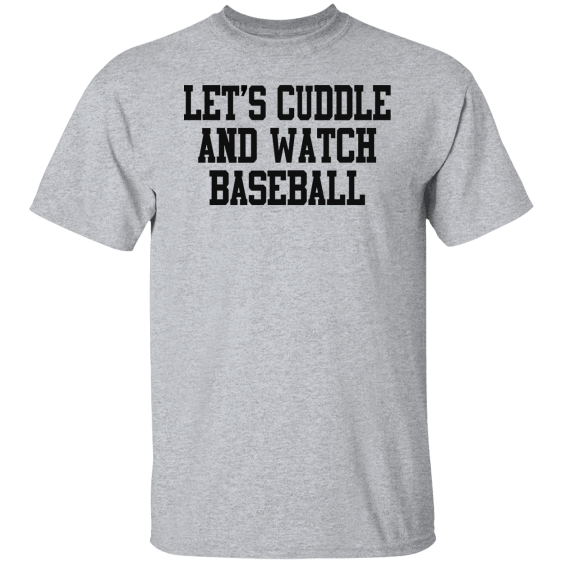 Let's Cuddle Watch Baseball Black Print T-Shirt