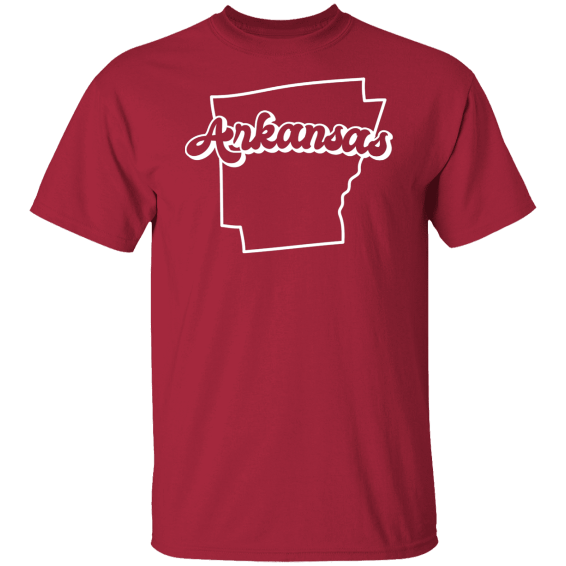 Arkansas State Outline White Print T-Shirt