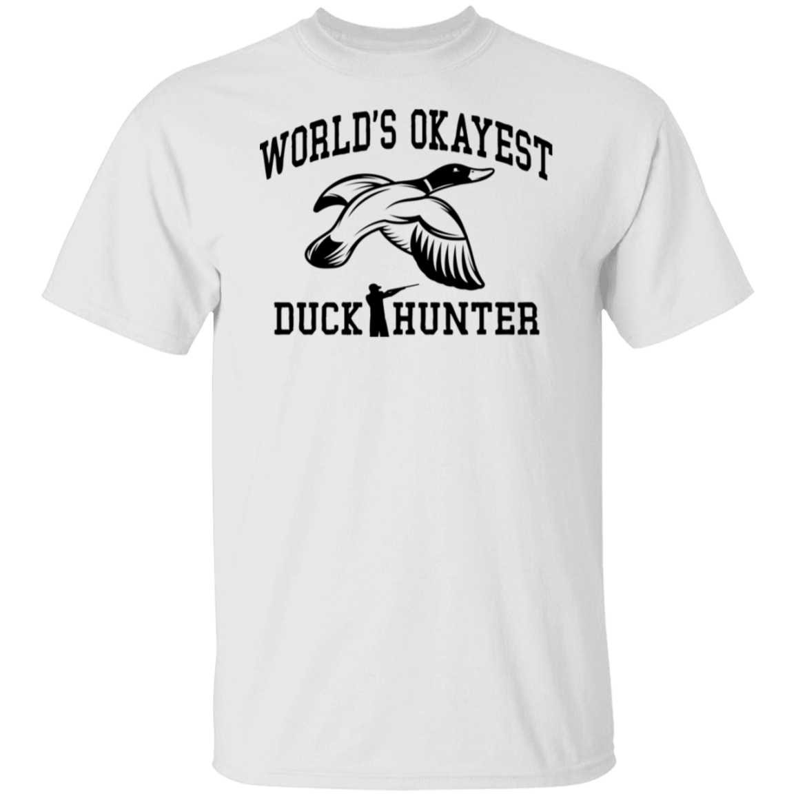 World's Okayest Duck Hunter Black Print T-Shirt