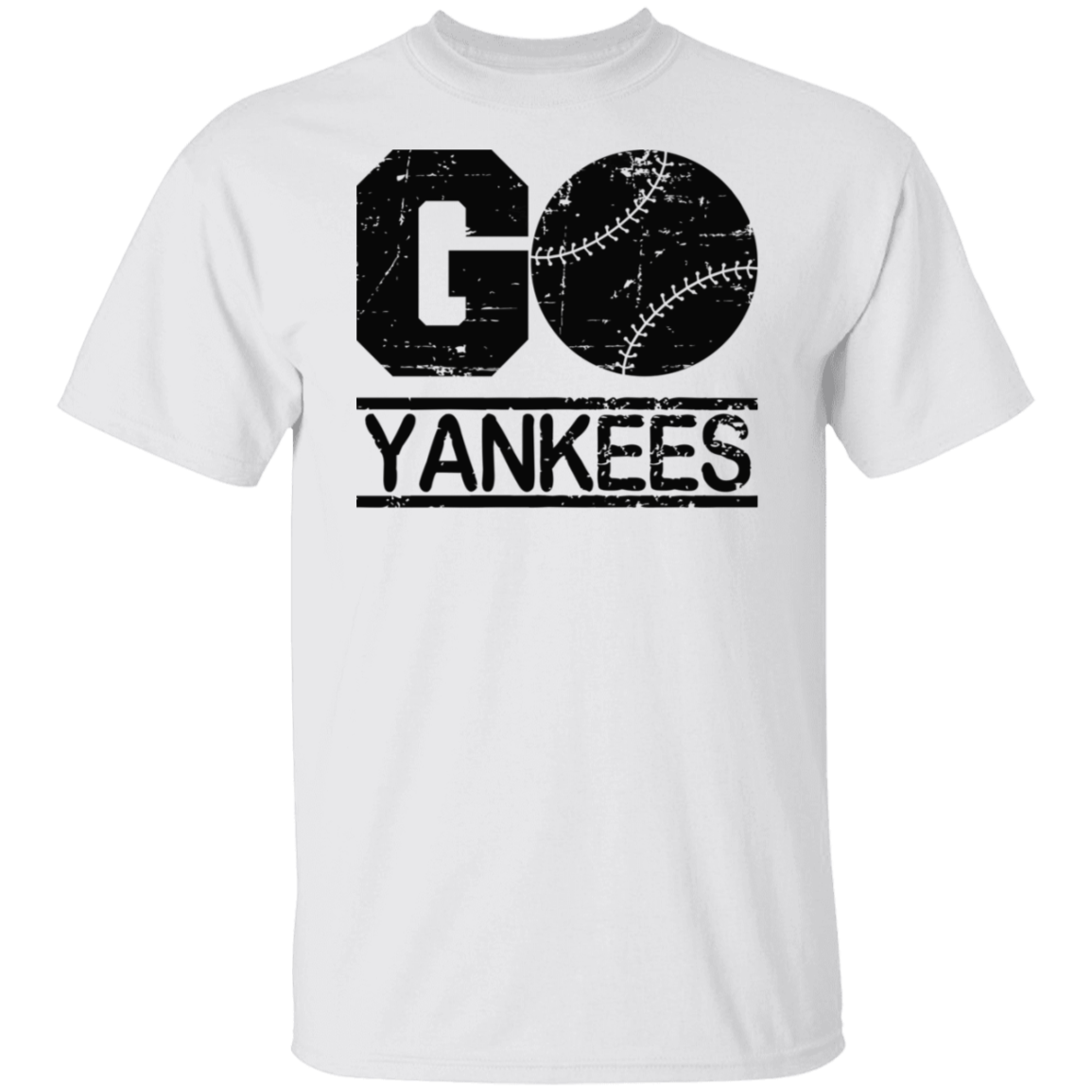 Go Yankees Baseball Black Print T-Shirt