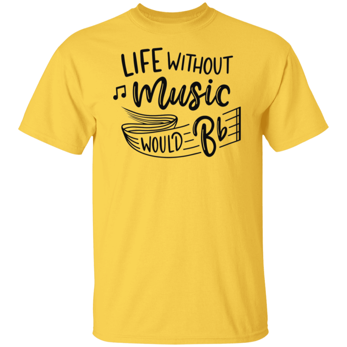 Life Without Music Would Be Flat Black Print T-Shirt