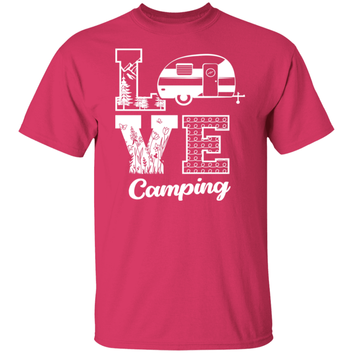 Love Camping White Print T-Shirt