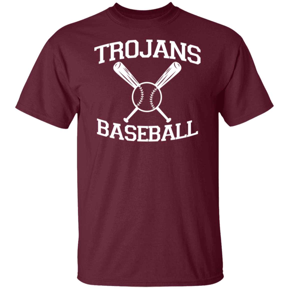 Trojans Baseball White Print T-Shirt
