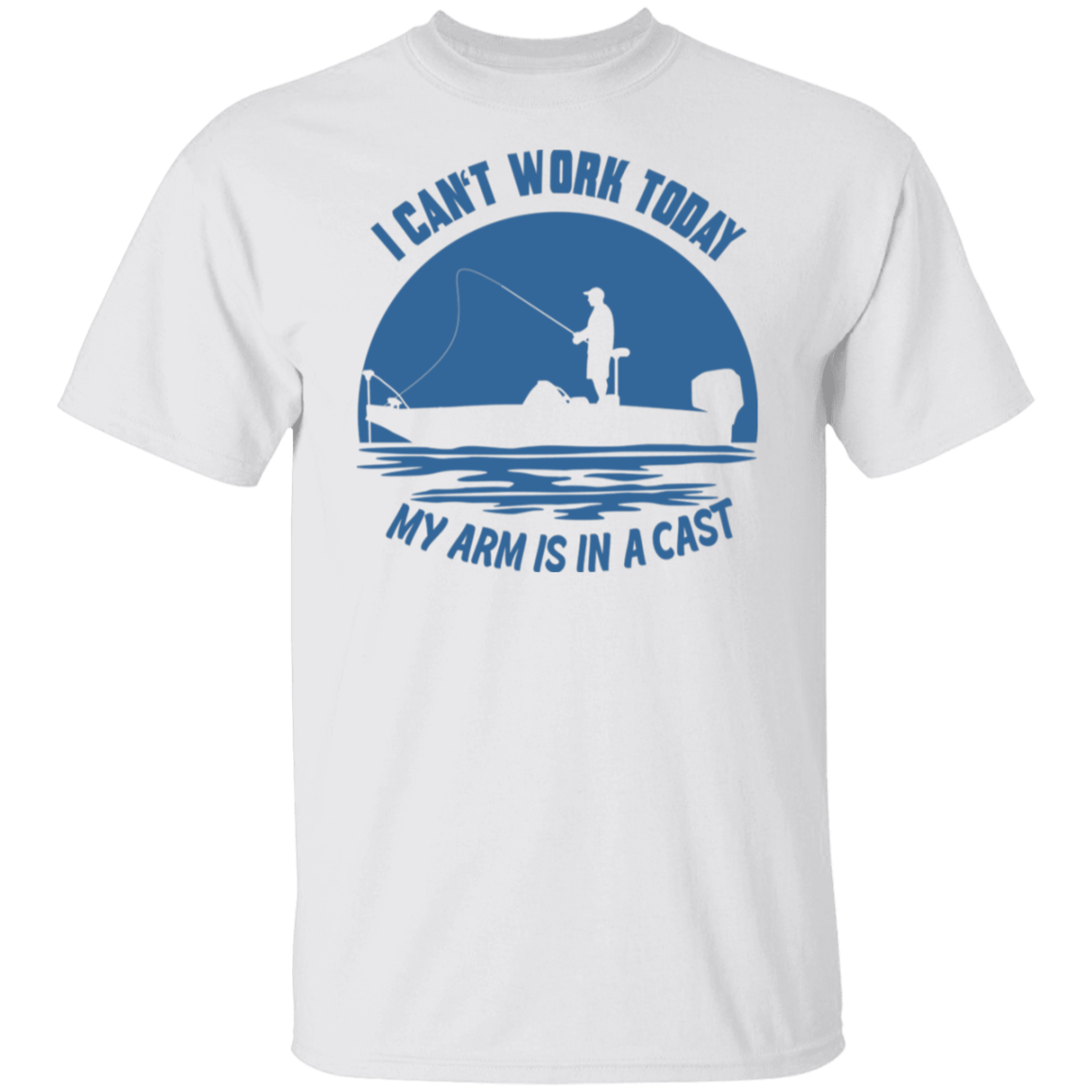 I Can't Work Today Arm In Cast Blue Print T-Shirt