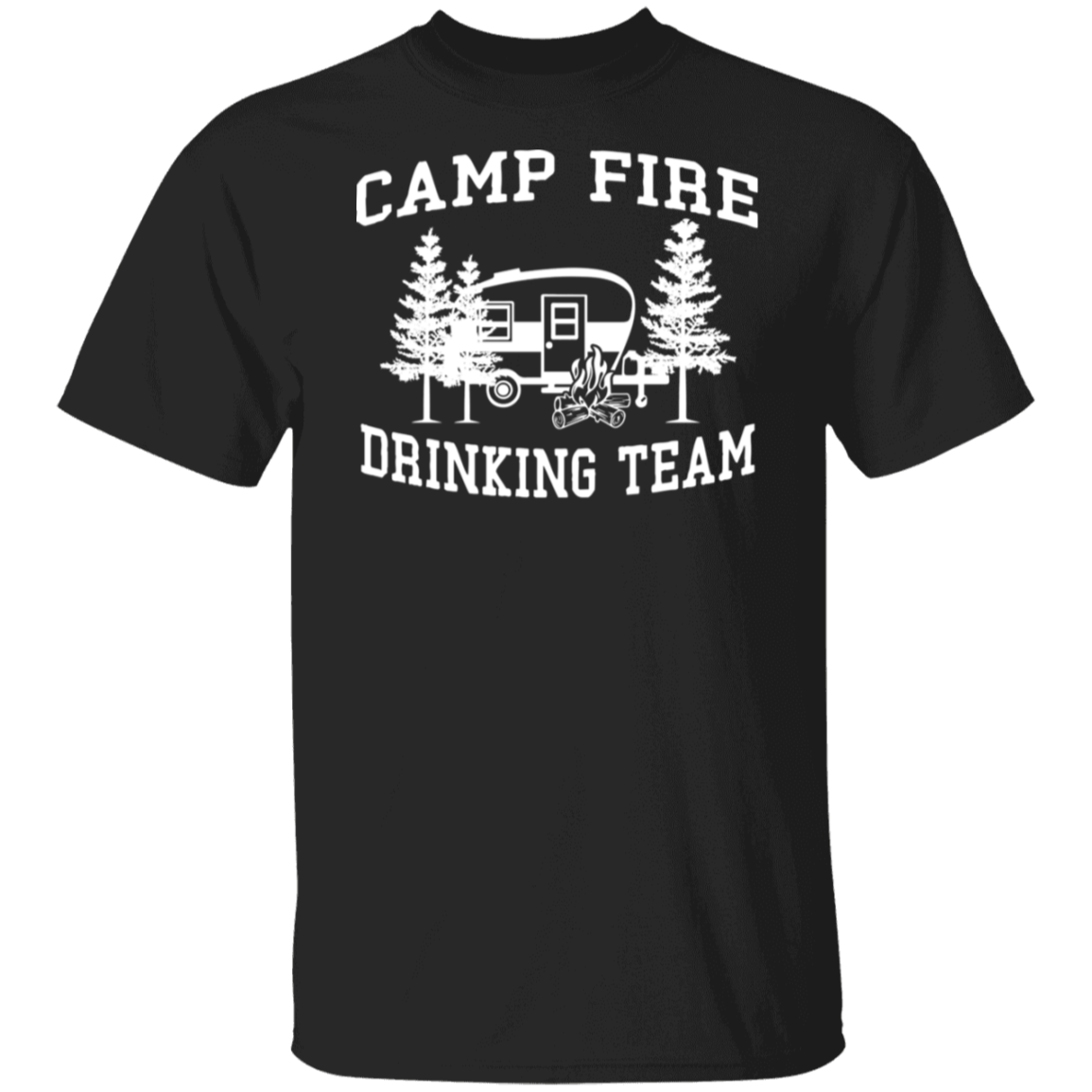 Camp Fire Drinking Team White Print T-Shirt