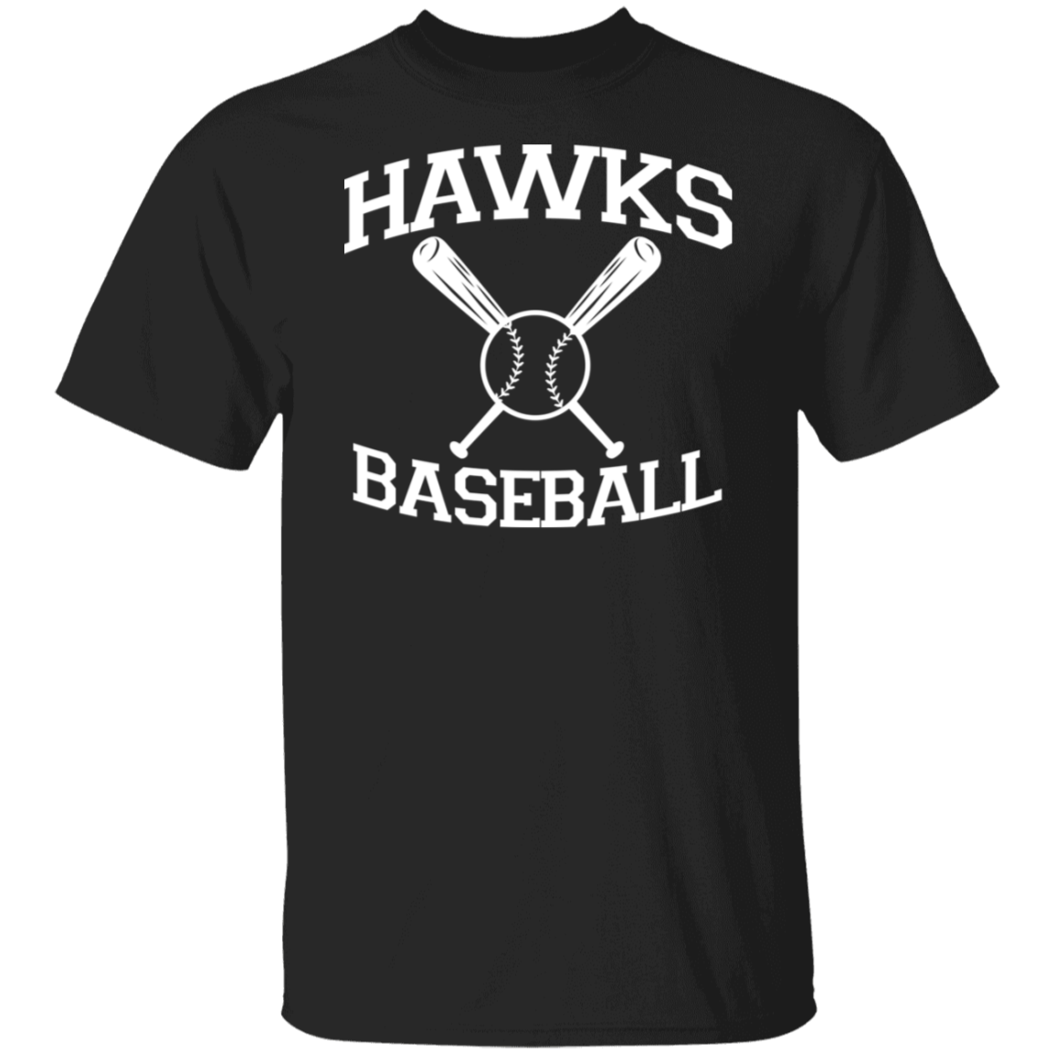 Hawks Baseball White Print T-Shirt