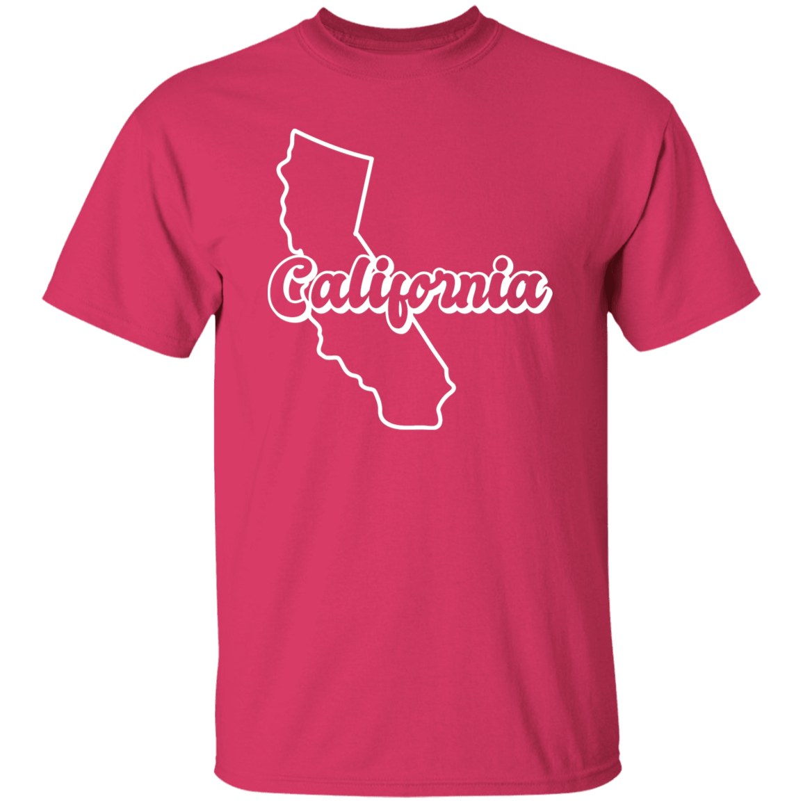 California State Outline White Print T-Shirt