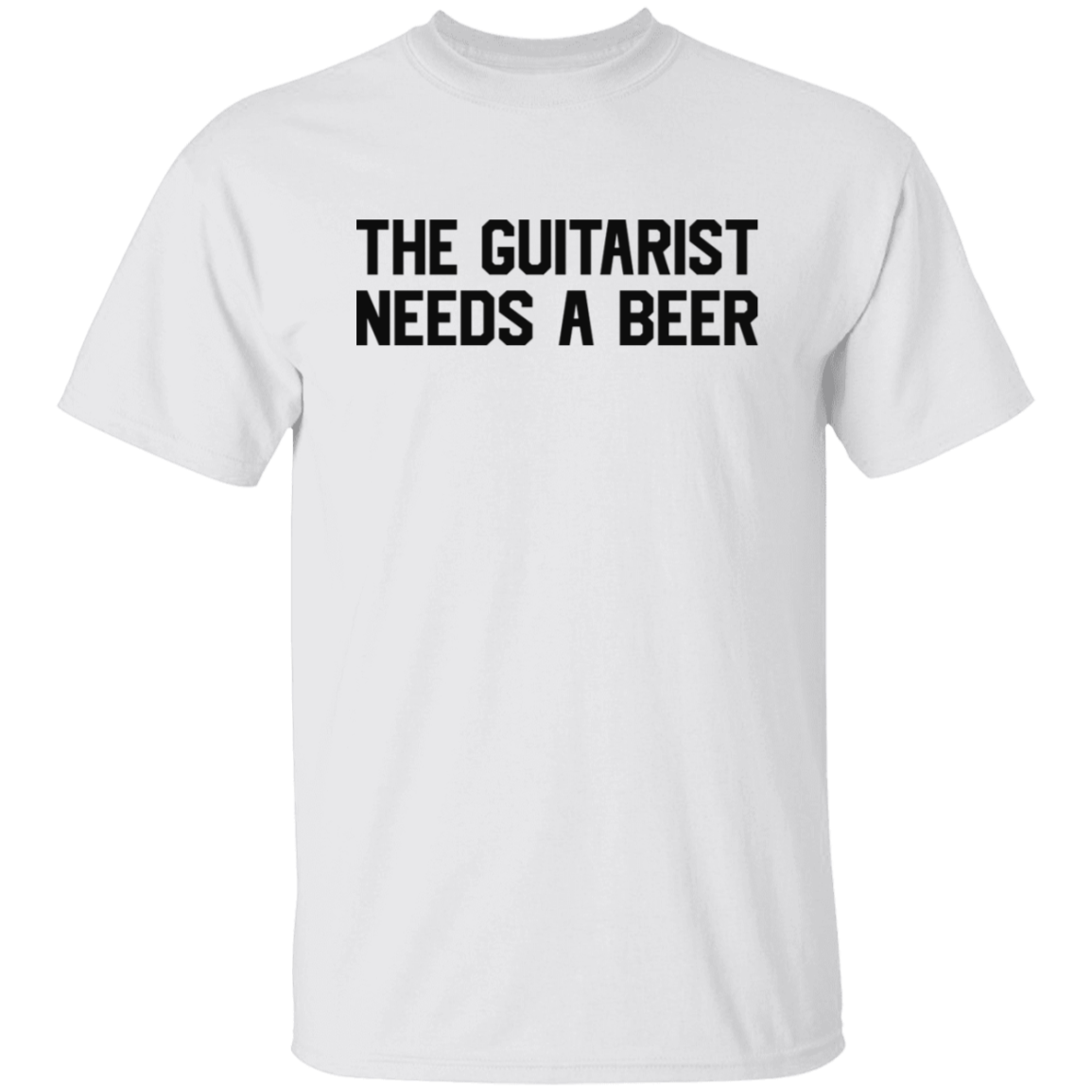 The Guitarist Needs A Beer Black Print T-Shirt