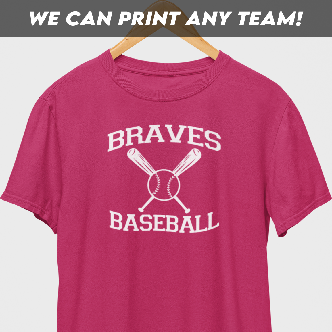 Braves Baseball White Print T-Shirt