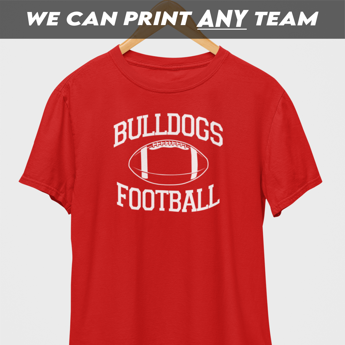 Bulldogs Football White Print T-Shirt